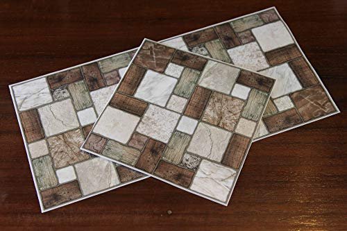 24x mosaico de mármol Lámina impresa 2d PEGATINAS lisas para pegar sobre azulejos cuadrados de 15cm en cocina, baños – resistentes al agua y aceite, Azulejos decorativos (NTP0-M.Mosaic-6"24)