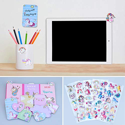 25 Piezas Estuche Unicornio Set de Papelería Bolígrafos y Cuaderno Libreta de Notas, Regalos de Unicornio para Niñas Niños 6 7 8 9 10 años,Material Escolar Papeleria,Estuches Escolares