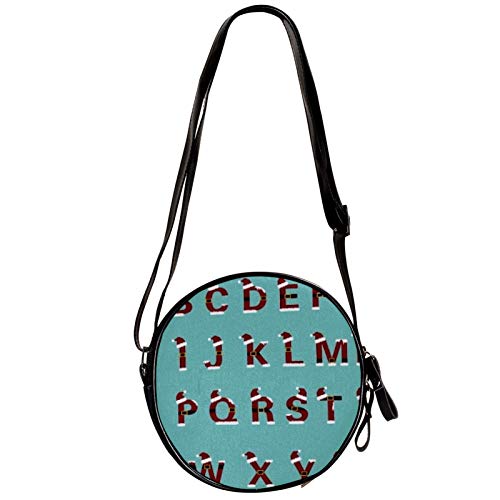 26 letras inglesas bolso diagonal redondo Crossbody cartera, bolso de hombro de moda círculo bolso bandolera mini lona Inclinado bolso de hombro