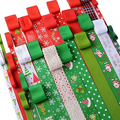 26pcs Cinta Navidad de Tela Cinta Navideña Decorativa para Navidad Decoración iFiesta Boda Hogar Multicolor 1m x 26pcs