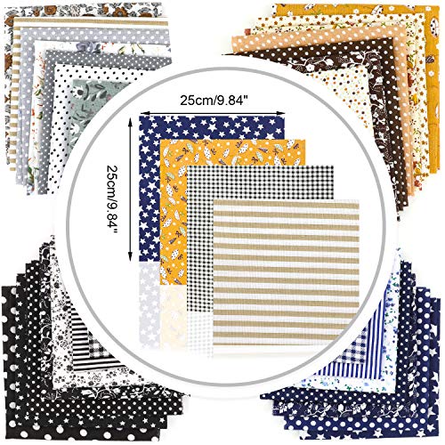 28 Piezas Tela de Algodón Patchwork, Tela de Estampada Flores de Costura de Material Textil Manualidades Retales Algodón con Cinta elástica e Puente de la Nariz para Coser DIY(25x25cm Color Profundo) 28 Piezas Tela de Algodón Patchwork, Tela de Estampada Flores de Costura de Material Textil Manualidades Retales Algodón con Cinta elástica e Puente de la Nariz para Coser DIY(25x25cm Color Profundo)