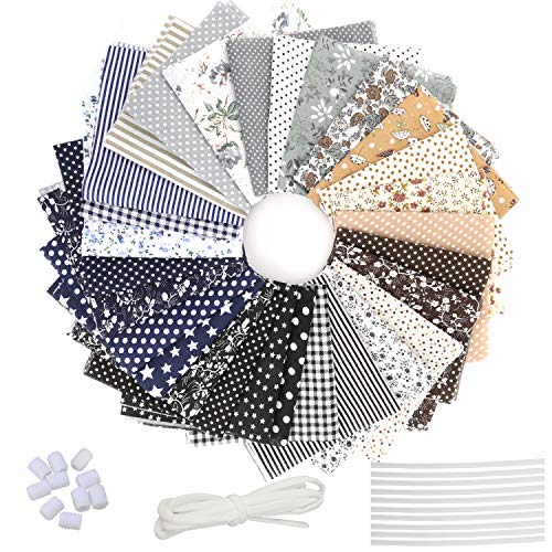 28 Piezas Tela de Algodón Patchwork, Tela de Estampada Flores de Costura de Material Textil Manualidades Retales Algodón con Cinta elástica e Puente de la Nariz para Coser DIY(25x25cm Color Profundo) 28 Piezas Tela de Algodón Patchwork, Tela de Estampada Flores de Costura de Material Textil Manualidades Retales Algodón con Cinta elástica e Puente de la Nariz para Coser DIY(25x25cm Color Profundo)
