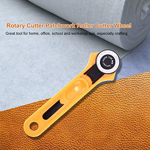 28/45 mm Rotary Cutter Patchwork Roller Cutter Wheel Cuchillo redondo Tela Tela Cuero Craft Cutter DIY Arts Crafts Herramienta de costura (Amarillo) ESjasnyfall