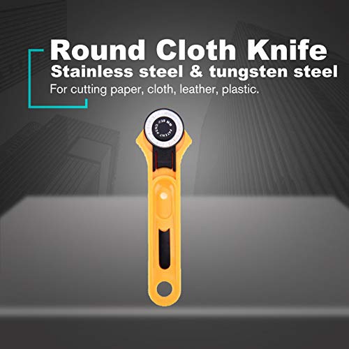 28/45 mm Rotary Cutter Patchwork Roller Cutter Wheel Cuchillo redondo Tela Tela Cuero Craft Cutter DIY Arts Crafts Herramienta de costura (Amarillo) ESjasnyfall 28/45 mm Rotary Cutter Patchwork Roller Cutter Wheel Cuchillo redondo Tela Tela Cuero Craft Cutter DIY Arts Crafts Herramienta de costura (Amarillo) ESjasnyfall