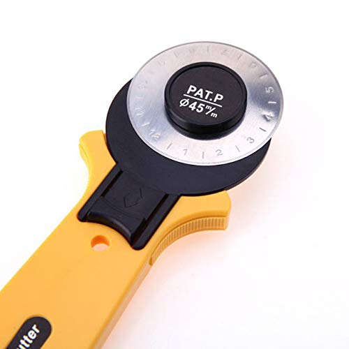 28/45 mm Rotary Cutter Patchwork Roller Cutter Wheel Cuchillo redondo Tela Tela Cuero Craft Cutter DIY Arts Crafts Herramienta de costura (Amarillo) ESjasnyfall 28/45 mm Rotary Cutter Patchwork Roller Cutter Wheel Cuchillo redondo Tela Tela Cuero Craft Cutter DIY Arts Crafts Herramienta de costura (Amarillo) ESjasnyfall