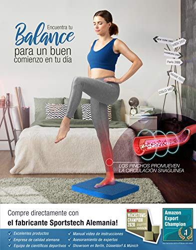 2en1 Almohadilla de Equilibrio, XXL Cojín Deportivo para Equilibrio o para Favorecer la Circulación Sanguínea. Rehabilitación, Fisio Y Entrenamiento Holístico - BPX100 - Incl. Póster de Ejercicios