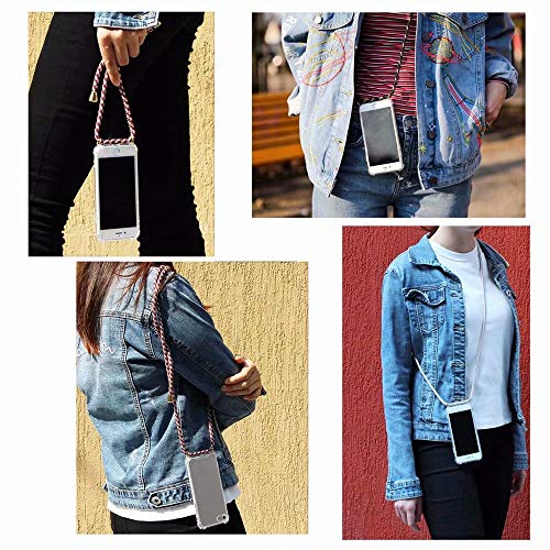 2ndSpring Funda con Cuerda Compatible con Huawei P30 Pro,Colgante Collar Correa de Cuello Cadena Cordón,Azul Claro