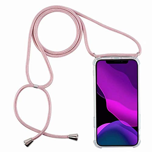 2ndSpring Funda con Cuerda Compatible con Xiaomi Mi 9 Lite/Mi A3 Lite,Colgante Collar Correa de Cuello Cadena Cordón,Rose Gold