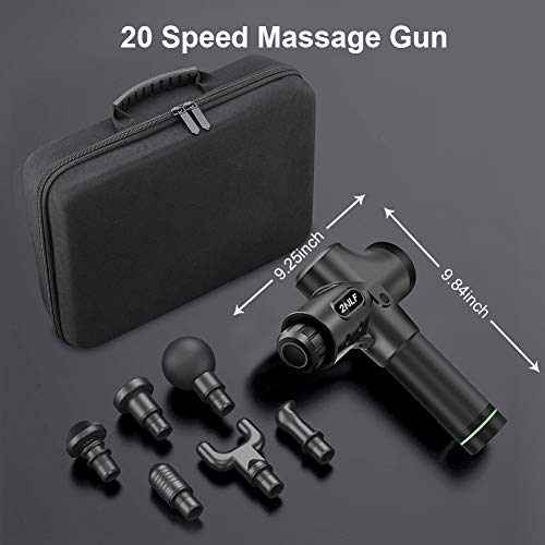 2NLF Pistola de Masaje Muscular, Pistola Masaje Muscular Personal de Mano,Masajeador de Músculos de Tejido Profundo con 20 Niveles Ajustables, 6 Cabezas de Masaje y Pantalla LCD