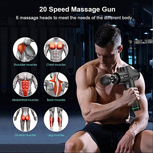 2NLF Pistola de Masaje Muscular, Pistola Masaje Muscular Personal de Mano,Masajeador de Músculos de Tejido Profundo con 20 Niveles Ajustables, 6 Cabezas de Masaje y Pantalla LCD 2NLF Pistola de Masaje Muscular, Pistola Masaje Muscular Personal de Mano,Masajeador de Músculos de Tejido Profundo con 20 Niveles Ajustables, 6 Cabezas de Masaje y Pantalla LCD