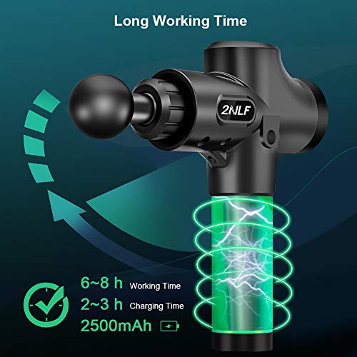 2NLF Pistola de Masaje Muscular, Pistola Masaje Muscular Personal de Mano,Masajeador de Músculos de Tejido Profundo con 20 Niveles Ajustables, 6 Cabezas de Masaje y Pantalla LCD