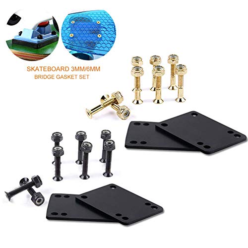 2pcs Almohadillas Elevadoras para Skateboard 3MM 6MM Longboard Almohadillas Elevadoras para Skateboard con Tornillo Skate Tubo de Subida Shock Almohadillas Longboard Subir Almohadillas Reparación