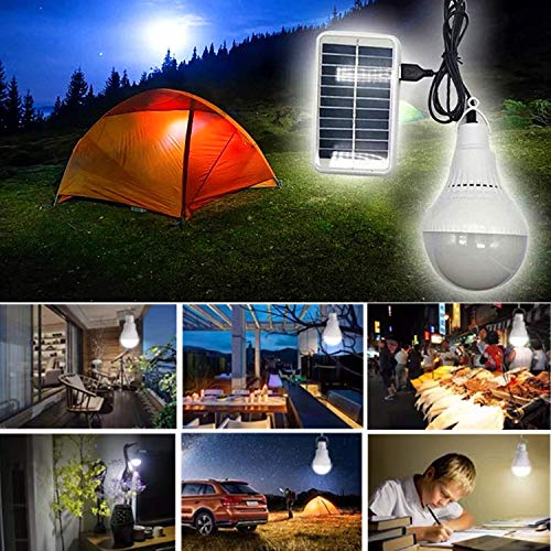 2PCS Lámpara Solar Portátil Bombilla de LED Solar Portatil, Luz Solar para Interior Exterior, Luz de Emergencia Senderismo Tienda Camping Luz de Trabajo Nocturna (2PCS)