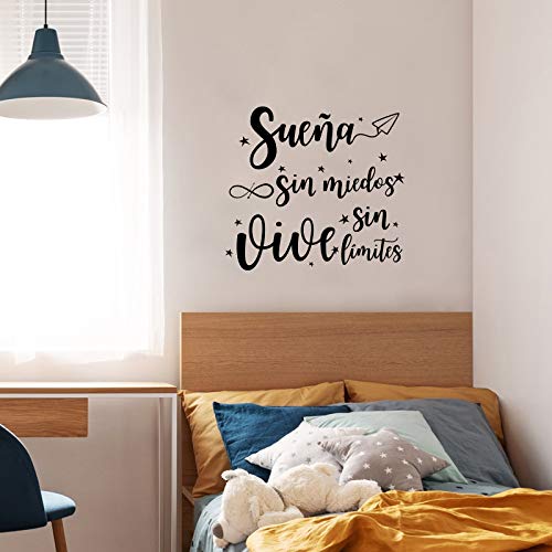 2pcs Pegatinas Pared Vinilos Frases Letras Motivadoras Español Stickers Adhesivos Negro Decoración Habitación Dormitorio Salón Ventana