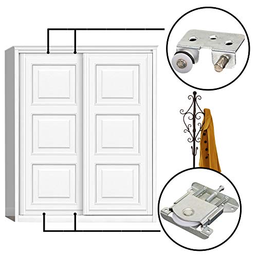 2pcs puerta corredera del guardarropa piezas/ruedas/corredores/rodillos/guías con amortiguación, capacidad de carga 20KG