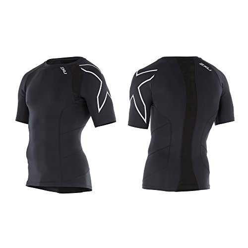 2XU Camiseta de compresión de Manga Corta para Hombre, Hombre, Camiseta de Manga Corta, MA2307a, Negro/Plata, S