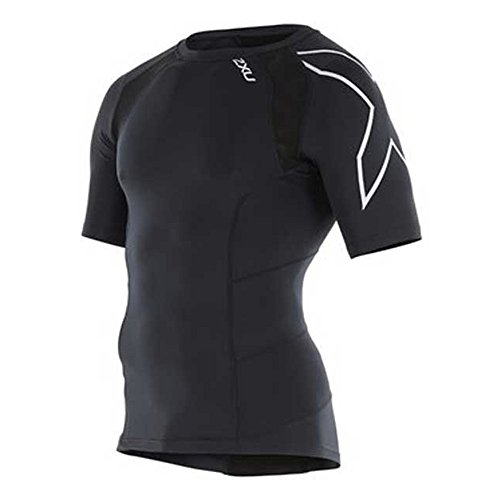 2XU Camiseta de compresión de Manga Corta para Hombre, Hombre, Camiseta de Manga Corta, MA2307a, Negro/Plata, S