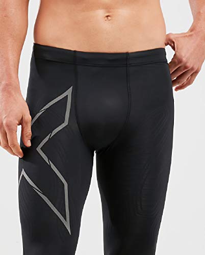 2XU Ma5305b - MCS Run - Mallas de compresión (con Almacenamiento en la Parte Trasera), Hombre, Ceñidos, 9336340736752, Negro y Negro Reflectante, XL