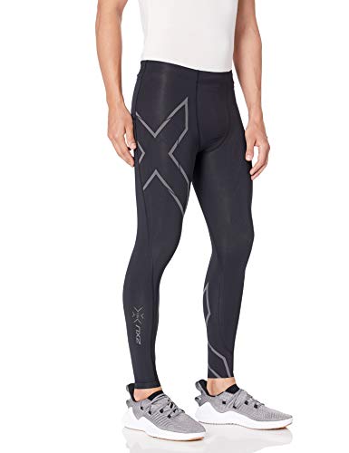 2XU Ma5305b - MCS Run - Mallas de compresión (con Almacenamiento en la Parte Trasera), Hombre, Ceñidos, 9336340736752, Negro y Negro Reflectante, XL