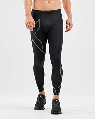 2XU Ma5305b - MCS Run - Mallas de compresión (con Almacenamiento en la Parte Trasera), Hombre, Ceñidos, 9336340736752, Negro y Negro Reflectante, XL