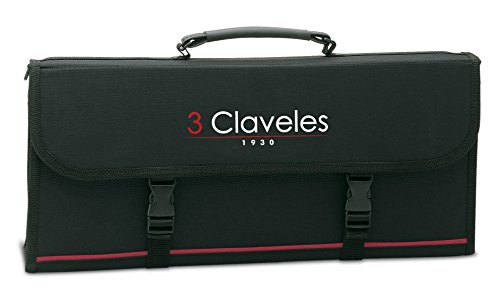 3 Claveles - Estuche Profesional Porta Cuchillos, Lona Rígida Lavable, con Asa para Transportar, hasta 17 Piezas