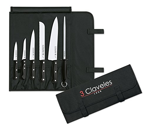 3 Claveles Juego, 5 Cuchillos + Chaira + Estuche de Transporte, Línea Uniblock, Acero Inoxidable, Negro, 0 cm 3 Claveles Juego, 5 Cuchillos + Chaira + Estuche de Transporte, Línea Uniblock, Acero Inoxidable, Negro, 0 cm