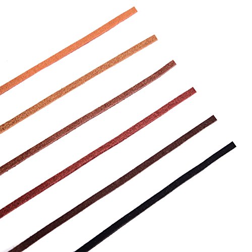 3 mm x 5 m de Cuerda de Cuero para Pulsera Collar Fabricación de Bisutería y Abalorios Manualidades Artesanía, 6 Piezas, 6 Colores