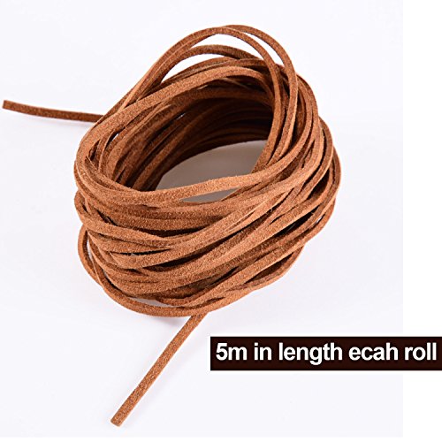 3 mm x 5 m de Cuerda de Cuero para Pulsera Collar Fabricación de Bisutería y Abalorios Manualidades Artesanía, 6 Piezas, 6 Colores