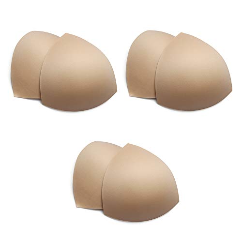 3 Pack Almohadillas para Sujetador, Rellenos Extraíbles para Bikinis, Sujetador Deportivo Push-up Semicírculo Recomendabe para Copa B/C (Delgado Beige)