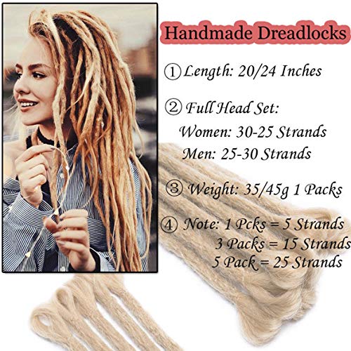 3 Paquetes Hechos a Mano Reggae y Hip-hop Dreadlocks Extensiones de Cabello Trenzas de Ganchillo Sintéticas Twist Cabello 50cm Rubio Blanqueador