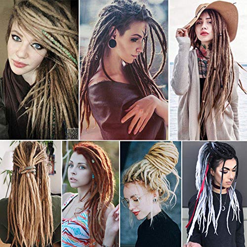 3 Paquetes Hechos a Mano Reggae y Hip-hop Dreadlocks Extensiones de Cabello Trenzas de Ganchillo Sintéticas Twist Cabello 50cm Rubio Blanqueador