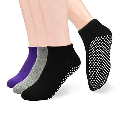 3 pares de calcetines antideslizantes para mujer, yoga, pilates, ballet, baile, fitness, entrenamiento de pies descalzos, trampolín Sox UK 4-10 / EU 35-42