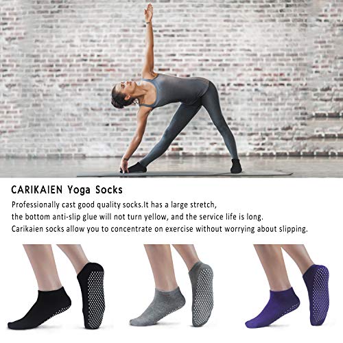 3 pares de calcetines antideslizantes para mujer, yoga, pilates, ballet, baile, fitness, entrenamiento de pies descalzos, trampolín Sox UK 4-10 / EU 35-42