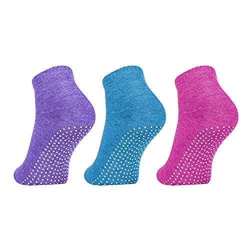 3 Pares de Calcetines Antideslizantes Para Yoga Pilates Artes Marciales Fitness Danza Clásica, Antideslizantes/ Antiderrapante, Tobillo Completo Anticaídas Calcetines Adherentes, Calcetines EU 37-42