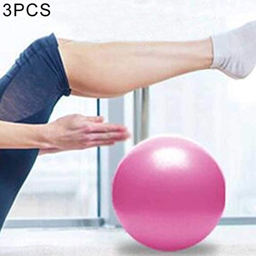 3 PCS Mini Yoga Pilates bola a prueba de explosiones de PVC bola equilibrada gimnástico de la aptitud ejercicio de entrenamiento con paja, Diámetro: 25 cm (rosa) Práctico equipo de gimnasia en el hoga
