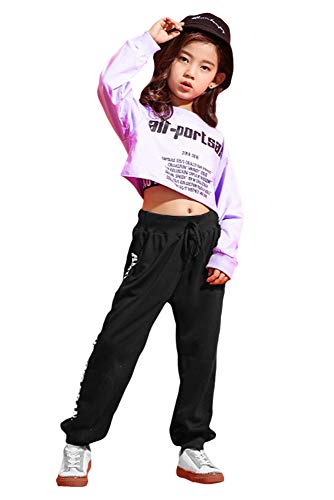 3 Piezas Conjunto de Disfraces de Hip Hop para niñas Street Dancewear Traje de Danza Moderna