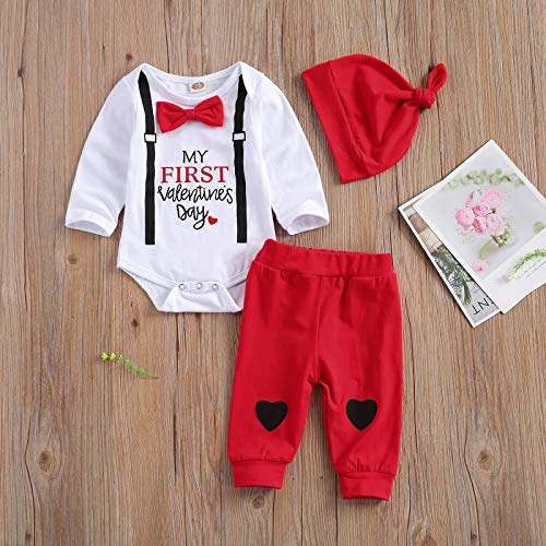 3 Piezas Conjunto de Traje para Bebé Recién Nacido Ropa para Día de San Valentín Mameluco de Manga Larga + Pantalones Largos + Sombrero Ropa Verano de Niños para Primavera (Blanco, 6-12 Meses) 3 Piezas Conjunto de Traje para Bebé Recién Nacido Ropa para Día de San Valentín Mameluco de Manga Larga + Pantalones Largos + Sombrero Ropa Verano de Niños para Primavera (Blanco, 6-12 Meses)