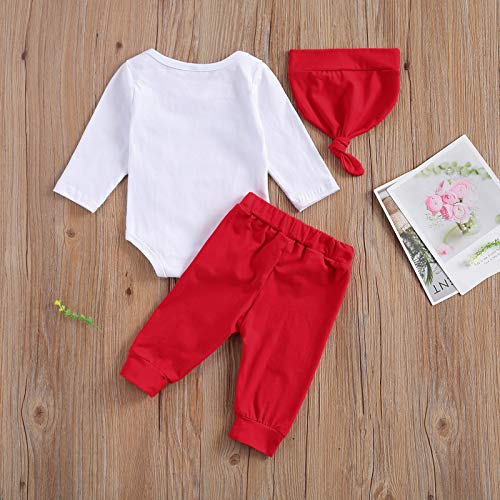 3 Piezas Conjunto de Traje para Bebé Recién Nacido Ropa para Día de San Valentín Mameluco de Manga Larga + Pantalones Largos + Sombrero Ropa Verano de Niños para Primavera (Blanco, 6-12 Meses) 3 Piezas Conjunto de Traje para Bebé Recién Nacido Ropa para Día de San Valentín Mameluco de Manga Larga + Pantalones Largos + Sombrero Ropa Verano de Niños para Primavera (Blanco, 6-12 Meses)
