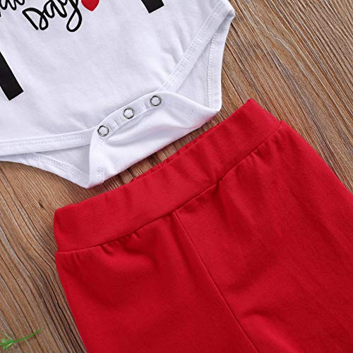 3 Piezas Conjunto de Traje para Bebé Recién Nacido Ropa para Día de San Valentín Mameluco de Manga Larga + Pantalones Largos + Sombrero Ropa Verano de Niños para Primavera (Blanco, 6-12 Meses)