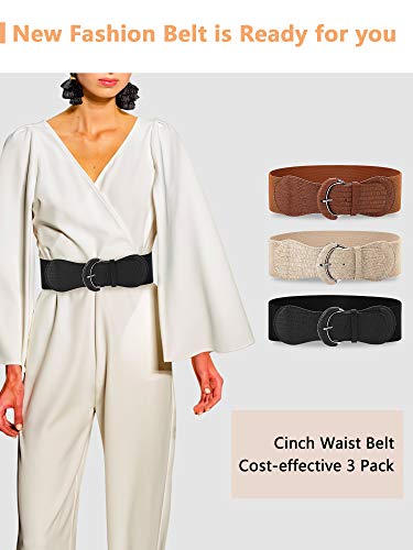3 piezas de Ancho para Mujer Cinturón de Cintura Elástico Cinch Belt Cinturón Elástico de Cuero para Damas Vestido de Decoración 3 piezas de Ancho para Mujer Cinturón de Cintura Elástico Cinch Belt Cinturón Elástico de Cuero para Damas Vestido de Decoración