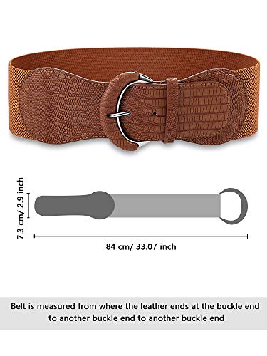 3 piezas de Ancho para Mujer Cinturón de Cintura Elástico Cinch Belt Cinturón Elástico de Cuero para Damas Vestido de Decoración