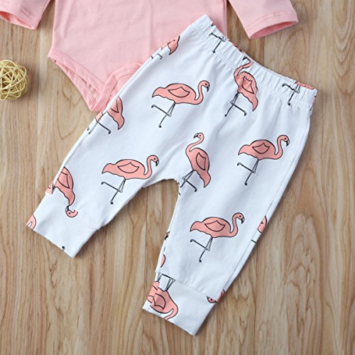 3 Piezas Ropa de Bebé Conjunto Mameluco de Manga Larga Pantalones Largos Diadema Traje para Recién Nacida Mono de Cuerpo para Niñas Pequeñas (Rosa + Flamenco, 6-12 Meses) 3 Piezas Ropa de Bebé Conjunto Mameluco de Manga Larga Pantalones Largos Diadema Traje para Recién Nacida Mono de Cuerpo para Niñas Pequeñas (Rosa + Flamenco, 6-12 Meses)
