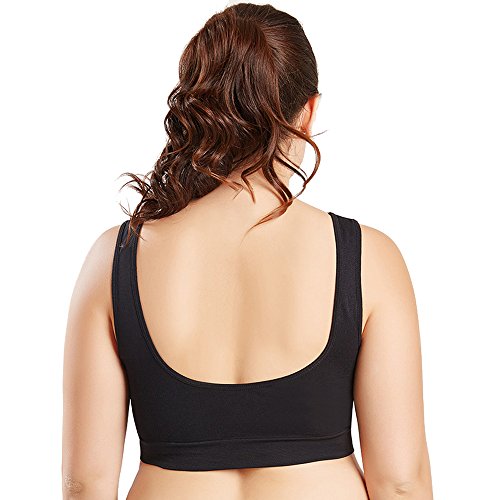 3 Piezas Sujetador Deportivo para Mujeres Sin Costuras Yoga Racerback Top con Almohadillas Extraíbles Ultimate Corriendo Gimnasio Ropa (XL: 40/42, Negro x 3)