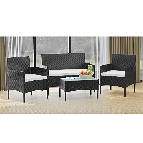 3 Sillas y 1 Mesa Set Madera Ratán Mimbre para Jardín al Aire Libre Terraza Patio Restaurante Cafetería 3 Sillas y 1 Mesa Set Madera Ratán Mimbre para Jardín al Aire Libre Terraza Patio Restaurante Cafetería