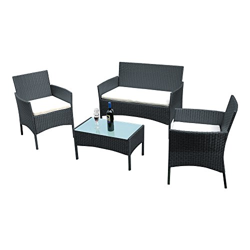 3 Sillas y 1 Mesa Set Madera Ratán Mimbre para Jardín al Aire Libre Terraza Patio Restaurante Cafetería 3 Sillas y 1 Mesa Set Madera Ratán Mimbre para Jardín al Aire Libre Terraza Patio Restaurante Cafetería