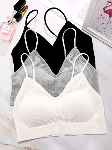 3 Sujetadores de Tubo de Cuello V Camisola con Relleno sin Costura Bandeau Sujetador Deportivo Sujetador de Dormir con Tirantes Elásticos (Negro, Blanco, Gris, L-XL) 3 Sujetadores de Tubo de Cuello V Camisola con Relleno sin Costura Bandeau Sujetador Deportivo Sujetador de Dormir con Tirantes Elásticos (Negro, Blanco, Gris, L-XL)