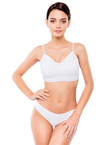 3 Sujetadores de Tubo de Cuello V Camisola con Relleno sin Costura Bandeau Sujetador Deportivo Sujetador de Dormir con Tirantes Elásticos (Negro, Blanco, Gris, L-XL)