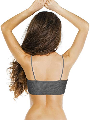 3 Sujetadores de Tubo de Cuello V Camisola con Relleno sin Costura Bandeau Sujetador Deportivo Sujetador de Dormir con Tirantes Elásticos (Negro, Oliva, Gris Profundo, L-XL)