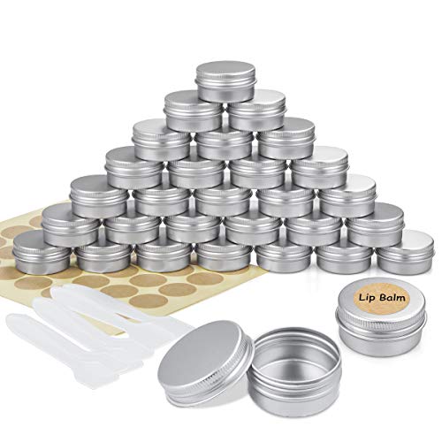 30 Piezas Tarros de Aluminio vacío Recipiente de cosmética para Crema loción máscaras Mini Velas cosméticos Arte de uñas (20 ml)