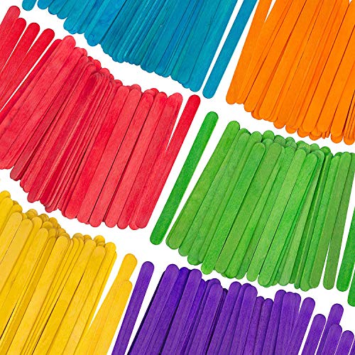 300 raíces Palitos de helado de color, palitos de helado de madera natural, juego de palitos casero, herramientas artesanales de madera para niños, decoraciones de bricolaje, colores mezclados